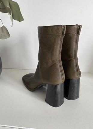Ботильйони сучасні мода чоботи зелені шкіряні квадратний каблук 2024 квадратний носок великий розмір4 фото