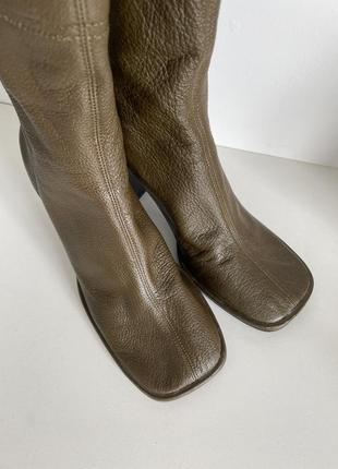 Ботильйони сучасні мода чоботи зелені шкіряні квадратний каблук 2024 квадратний носок великий розмір6 фото