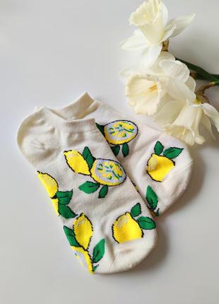 Шкарпетки жіночі з лимонами, шкарпеточки низькі 04621 фото