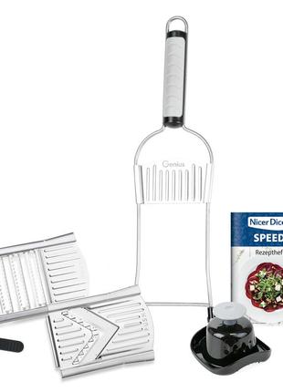 Универсальная овощерезка кухонный рубанок овощерезка nicer dicer speed, ручная овощерезка мультислайсер6 фото