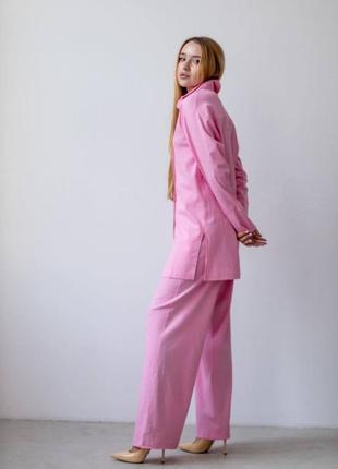 Gabriel рожевий домашній костюм королівський льон сорочка і штани вільного крою 206217 фото