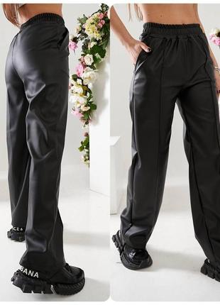 Женские трендовые весенние штаны со шнуровкой по всей длине из ткани двунитка размеры 42-461 фото