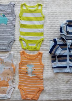 Набір боді - майки carter's newborn, кофта h&m, розмір nb 50, 0-1 міс.