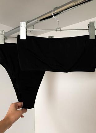 Чёрный красный белый купальник комплект белья спортивный бандо с высокими плавками бразилиана