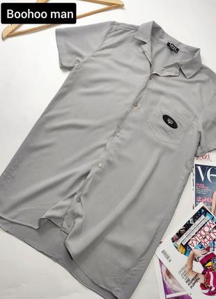 Теніска чоловіча сорочка з короткими рукавами сірого кольору від бренду boohoo man xs s