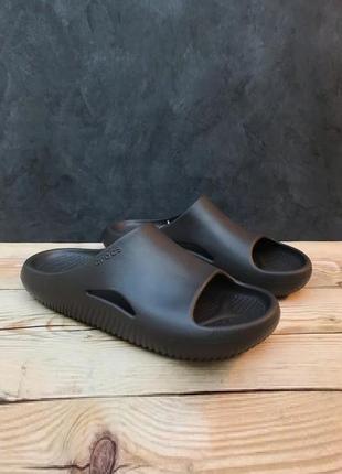 Крокс унісекс шльопанці чорні слайди crocs mellow recovery slide black1 фото