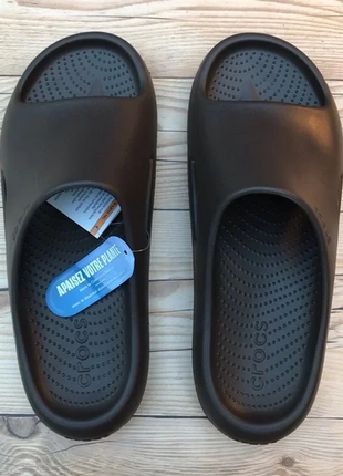 Крокс унісекс шльопанці чорні слайди crocs mellow recovery slide black4 фото