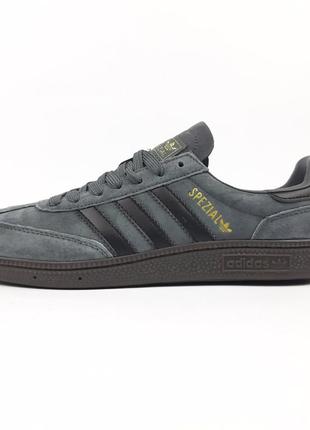 Чоловічі кросівки adidas spezial темно сірі модні кросівки адідас спезіал чудової якості8 фото