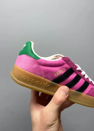 Женские кроссовки adidas x gucci gazelle низкая посадка яркий велюровый верх и замша2 фото