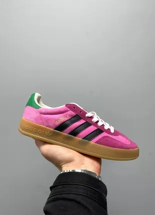 Женские кроссовки adidas x gucci gazelle низкая посадка яркий велюровый верх и замша