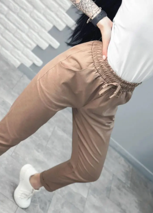 Укороченные штаны с карманами лен  7/8 с отворотами  4 цвета, норма, батал  1702хф6 фото