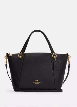 Кожаная черная сумка kacey satchel coach