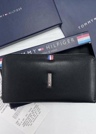 Мужской кожаный кошелек клатч на молнии tommy hilfiger с отделением для телефона