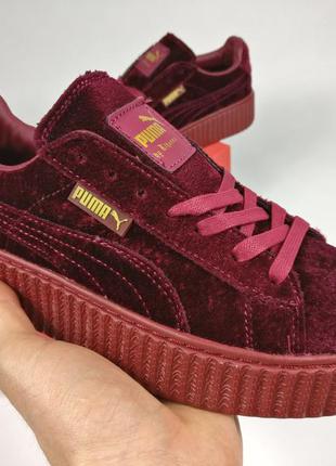 Бордовые кроссовки puma by rihanna creeper velvet | пума риана вельвет —  цена 1280 грн в каталоге Кроссовки ✓ Купить женские вещи по доступной цене  на Шафе | Украина #5174147