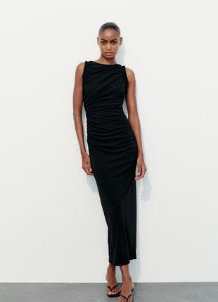 Трикотажна чорна сукня з воланами zara new1 фото