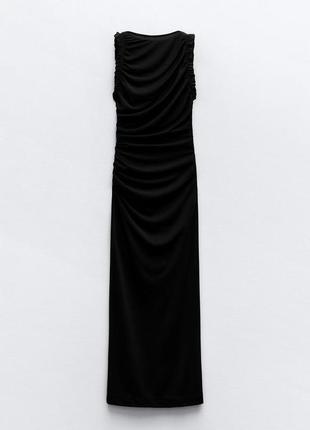 Трикотажна чорна сукня з воланами zara new3 фото