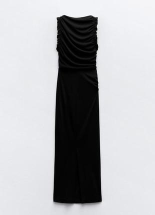 Трикотажна чорна сукня з воланами zara new5 фото