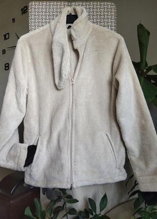 Стильна спортивна куртка, вітровка, фліс, кофта молочного кольору.1 фото