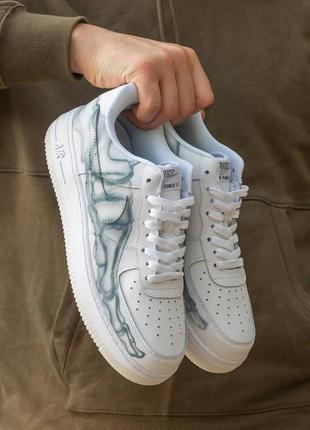 Мужские кроссовки nike air force skeleton black / найк аир форс скелетон белые / мужская демисезонная обувь на весну, лето, осень