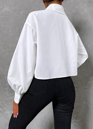 Стильна трендова  вкорочена рубашка блуза сорочка блузка7 фото