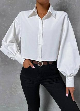 Стильна трендова  вкорочена рубашка блуза сорочка блузка3 фото