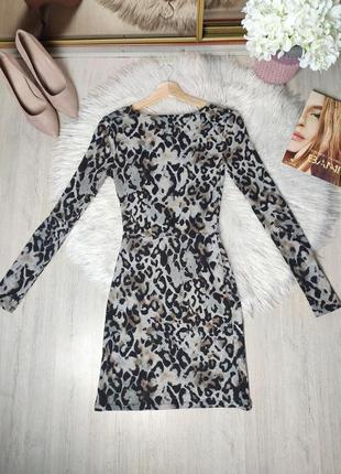 Тепла сукня плаття леопардовий принт стан  відмінний на запах2 фото