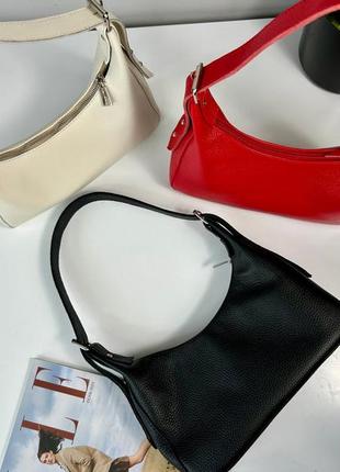 Жіноча шкіряна сумочка сумка чорна, бежева, червона