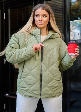 Женская  стеганная куртка с капюшоном 3 цвета 50-52 41663ве