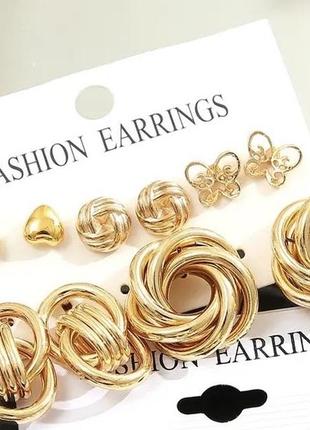 Набір 5 пар нових сережок біжутерія під золото