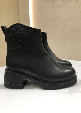 Ботинки женские зимние кожаные черные на каблуке + цигейка a775-12c-y13m lady marcia 3236 38, черный
