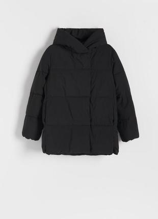 Куртка парка пуховик пуфер базова чорна трендова оверсайз з капюшоном тепла1 фото