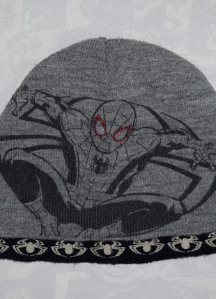 Осіння шапка на флісі на 6-8 років шапка людина-павук сіра шапка демісезонна