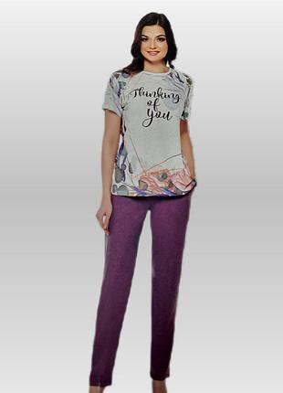 Пижама или домашний костюм женская штаны и футболка 14343