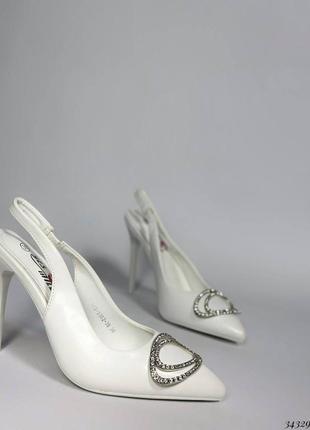 Туфлі слінгбеки на високому підборі з прикрасою