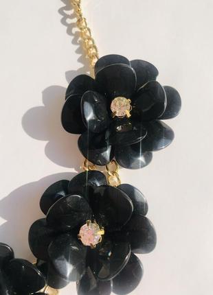 Шикарне колье ожерелье з квітами на цепочці4 фото