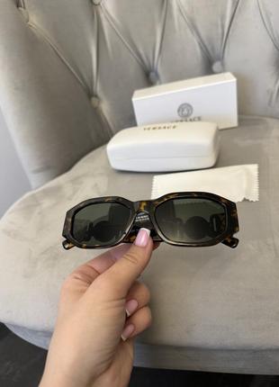 Леопардовые солнцезащитные очки versace полный комплект2 фото