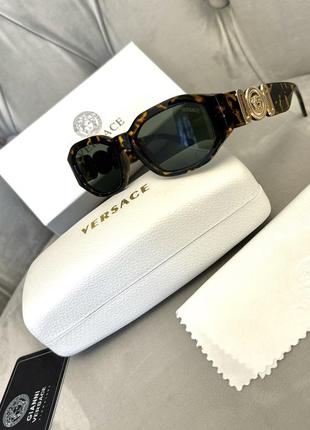 Леопардовые солнцезащитные очки versace полный комплект1 фото