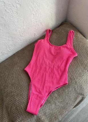 Купальник цельный сдельный женский купальник жатка яркий розовый закрытый малиновый размер м 461 фото