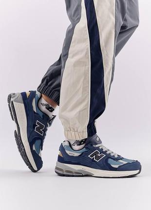 Мужские замшевые сетка кроссовки new balance 2002r navy blue, мужские кеды нью беленс синие. мужская обувь