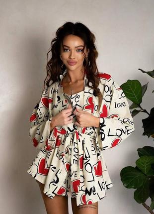 Піжама 3-ка ( халат, майка, шорти )