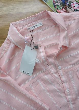 Сорочка в смужку mango на гудзиках2 фото