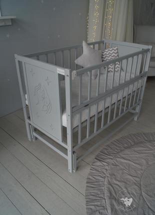 Кровать детская baby comfort матуся с маятником серый2 фото