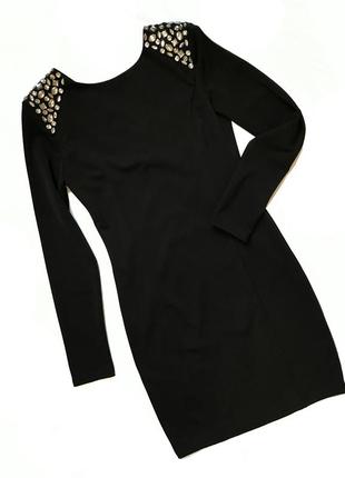 Вечернее чёрное платье с камнями