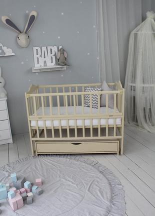 Ліжко дитяче baby comfort лд3 слонова кістка з шухлядою