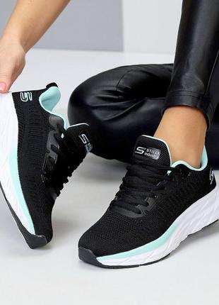Легкие удобные женские черные мятные кроссовки из текстиля для спорта и для повседневного ношения4 фото