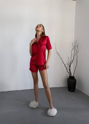 Сатинова брендова піжама vs сорочка і шорти s-xl2 фото