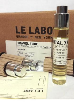 Набір мініатюр le labo santal 33 travel tube (ле лабо сантал 33), 3 х 10 мл