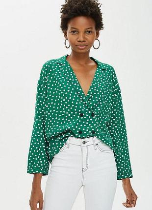 Оверсайз рубашка блуза в горошек topshop