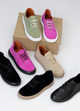 Яркие замшевые деми туфли на шнуровке натуральная замша цвет розовая фуксия10 фото