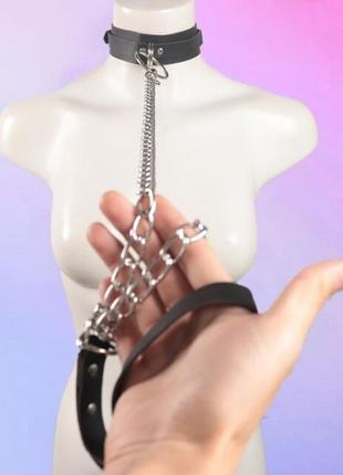 Чокер-ремінець прикраса чокер з великим кільцем та подвійними маленькими ремінь на ланцюжку